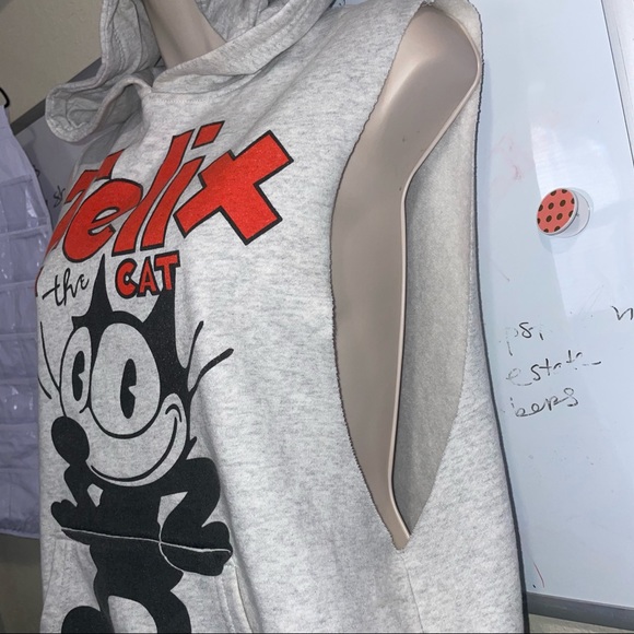 Felix the cat sleeveless grey hoodie size small - Picture 2 of 7